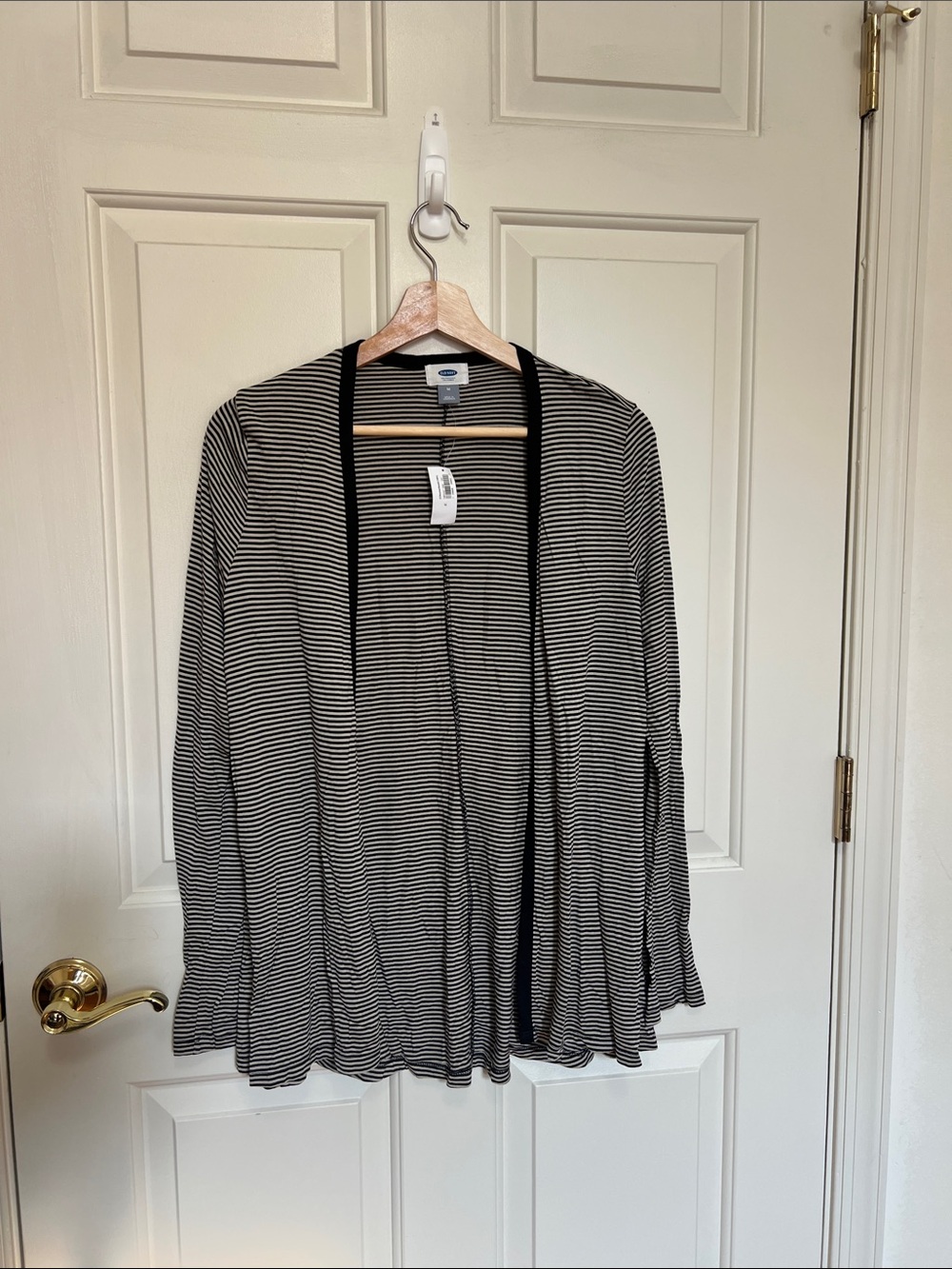 Old Navy Black & White Striped Open-Front Cardigan Blazer